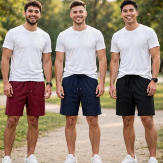 kit 3 Bermudas Tactel com Elastano – Secagem Rápida e Super Conforto