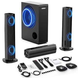 HIMISO Barra de Som Home Theater 2.1 400W Subwoofer Sem Fio HDMI ARC Bluetooth 5.3 para TV