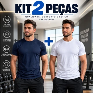 Kit 2 Camisetas Masculina Dry Fit Premium para Academia Manga Curta Malha Fria Confortável Básica
