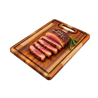 Tábua Churrasco Corte Grande 38x28 Madeira Teca Maciça Alça