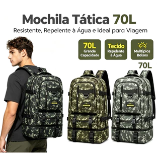 Mochila Masculina Lona 50/70 Litros Viagem Passeio Motoboy Esporte Trilha Viagem