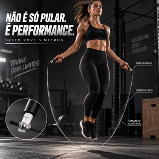 Corda de Pular Speed Rope 3M Cabo de Aço com Rolamento Ajustável Crossfit Funcional HIIT Kit 1/2 Unidades