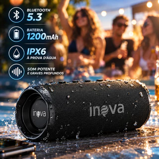 INOVA Caixa De Som Bluetooth 8W TWS Caixinha Portátil IPX6 Som Estéreo Graves Intensos Sem Fio Wireless Cartão SD FM