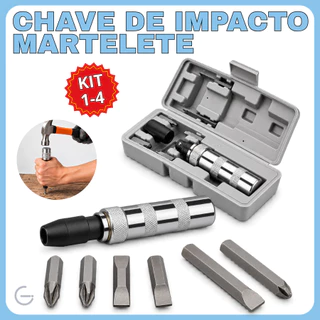 Kit Chave de Impacto Manual Fenda Bits e Soquete 1/2 6 Peças Com Maleta