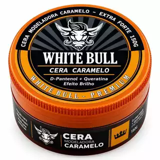 Pomada Cera Modeladora Caramelo Premium 150g - White Bull Fixação Forte Sem Resíduos.