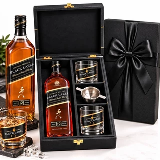 Kit Presente Whisky JW Black 750ml + 2 Copos + Dosador em Maleta Premium