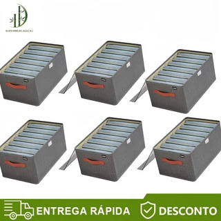 Caixa Organizadora Dobrável Multiuso Roupas Reforçado 7 compartimentos e à prova d'água com tampa transparente em Oferta na Shopee