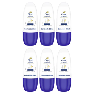Kit 06un Desodorante Antitranspirante Roll-On Dove Original 72h 30ml