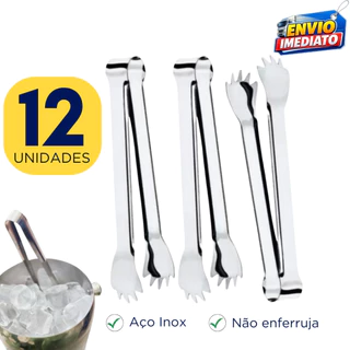 Kit 12 ou 5 Pegador de Gelo Aço Inox Para Frios Carnes Utensílio Cozinha Multiuso Bares Restaurante