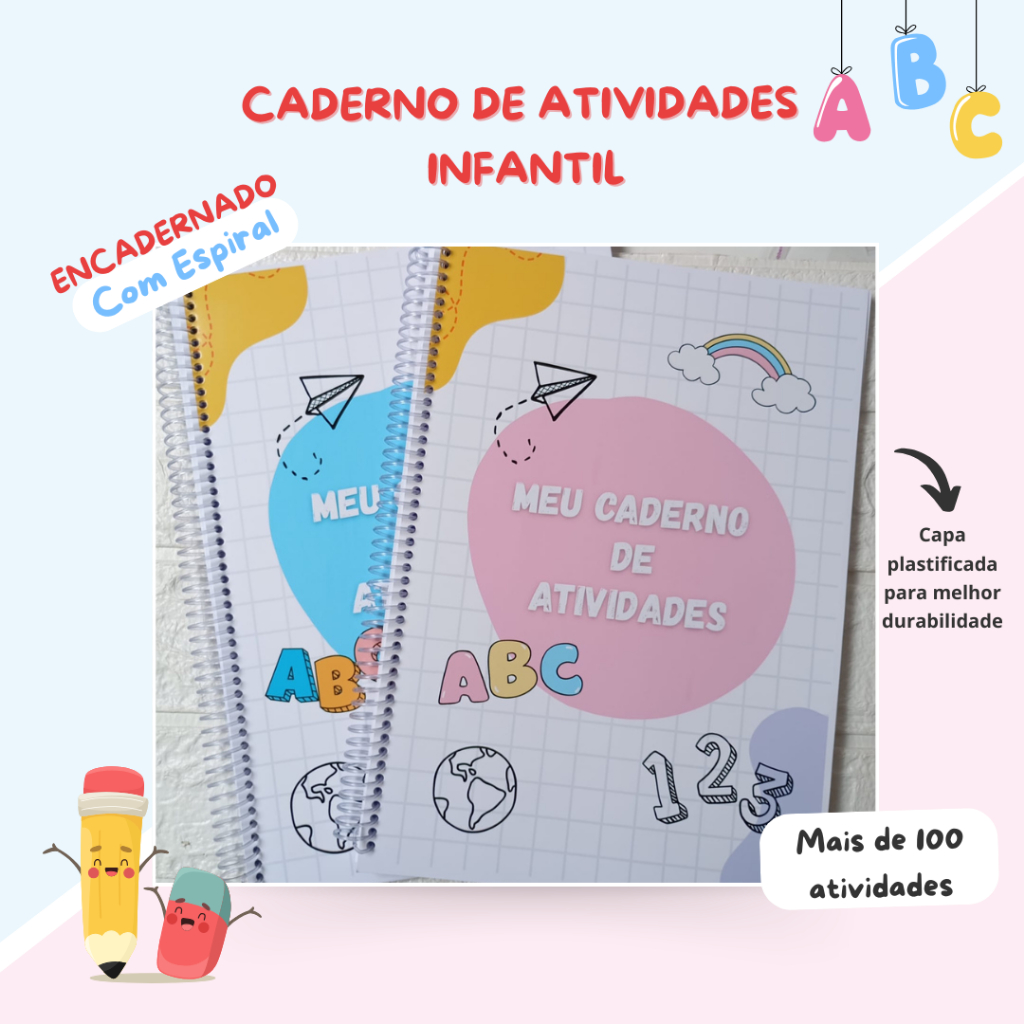 Caderno de Atividades Infantil +100 Atividades Coloridas | Educação ...