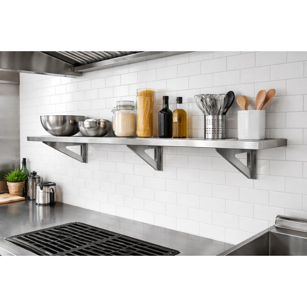 Prateleira Aço Inox 304 100cm Cozinha Profissional Parede Industrial ...