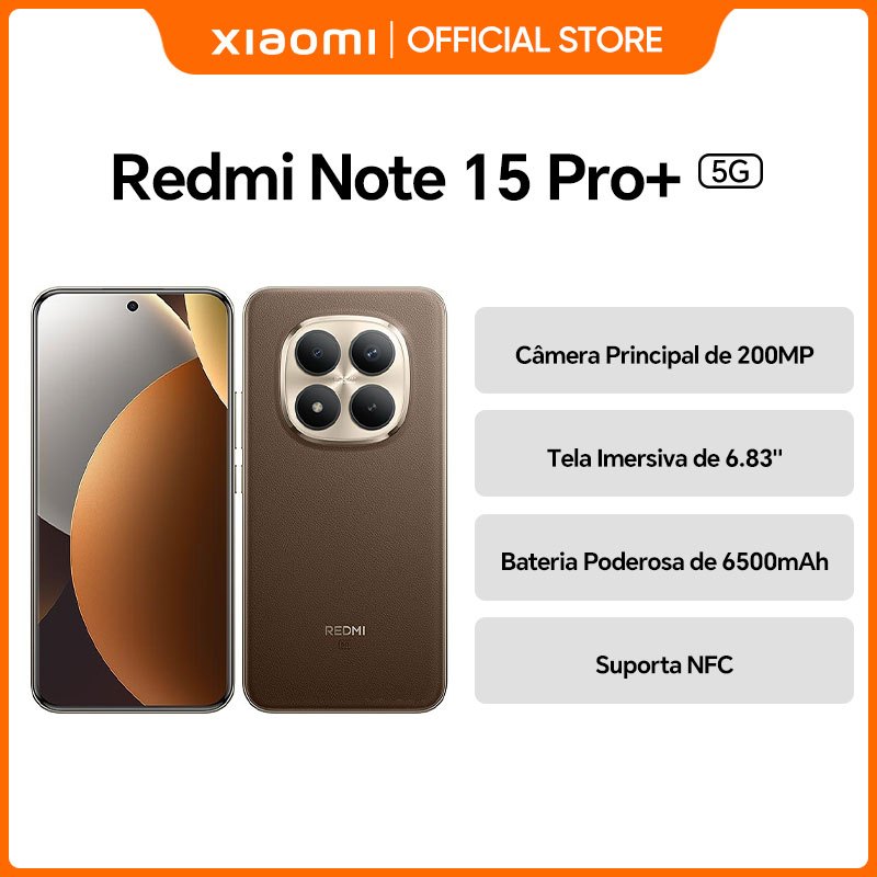 Celular Xiaomi Redmi Note 15 Pro+ (Plus) 5G, Tela Amoled 6.83