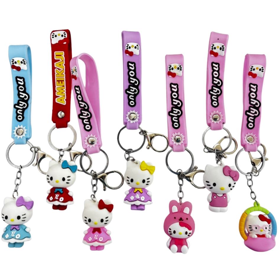 Kit Até 24 Chaveiros Hello Kitty Personagem Fofo Emborrachado