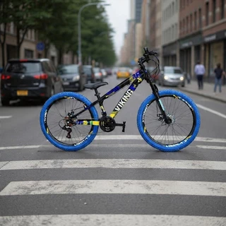 Bicicleta VikingX Aro26 Tuff25/30 21V Roda Vmaxx Câmbio Shimano Pneu Azul - Preto Amarelo