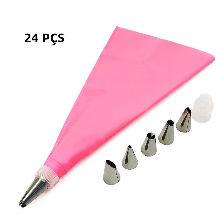 Conjunto De Saco De Confeiteira De Silicone Com Bico Para De