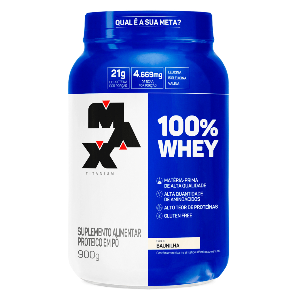 Whey Protein 100% Concentrado Max Titanium 900g Pote