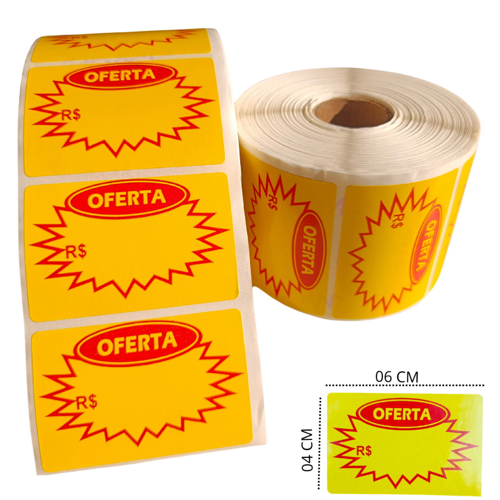1.000 ETIQUETA ADESIVA DESPLASH PARA PREÇO -60X40mm COR AMAR