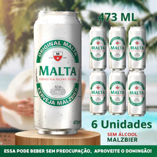 Malta Malzbier Sem Álcool 473ml Kit 6 Unidades | Cerveja Preta Sem Álcool Original Barata Promoção