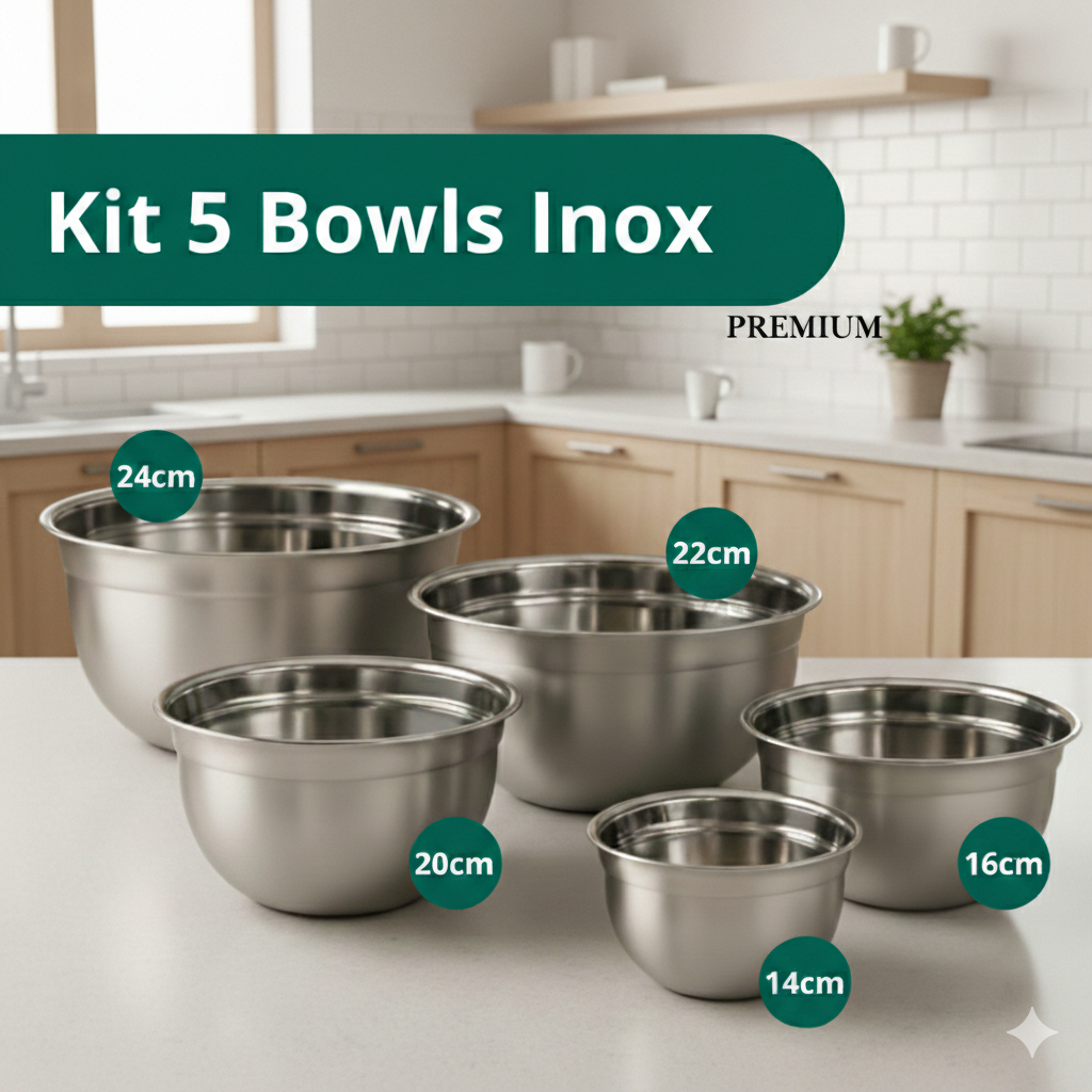 Conjunto Bowl Inox Kit Peças Tigela Inox Empilhável 14cm 16c