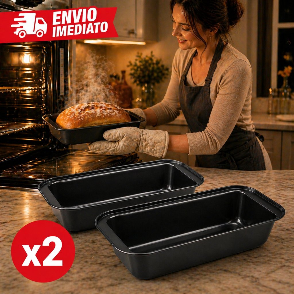 Kit 2 Formas de Pão Antiaderente Aço Carbono Assadeira Forno