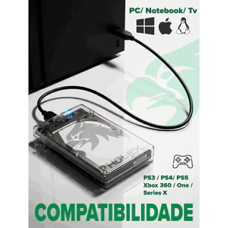 Case Hd Externo Usb 3.0 Transparente Para Hd/ssd Sata 2,5 P