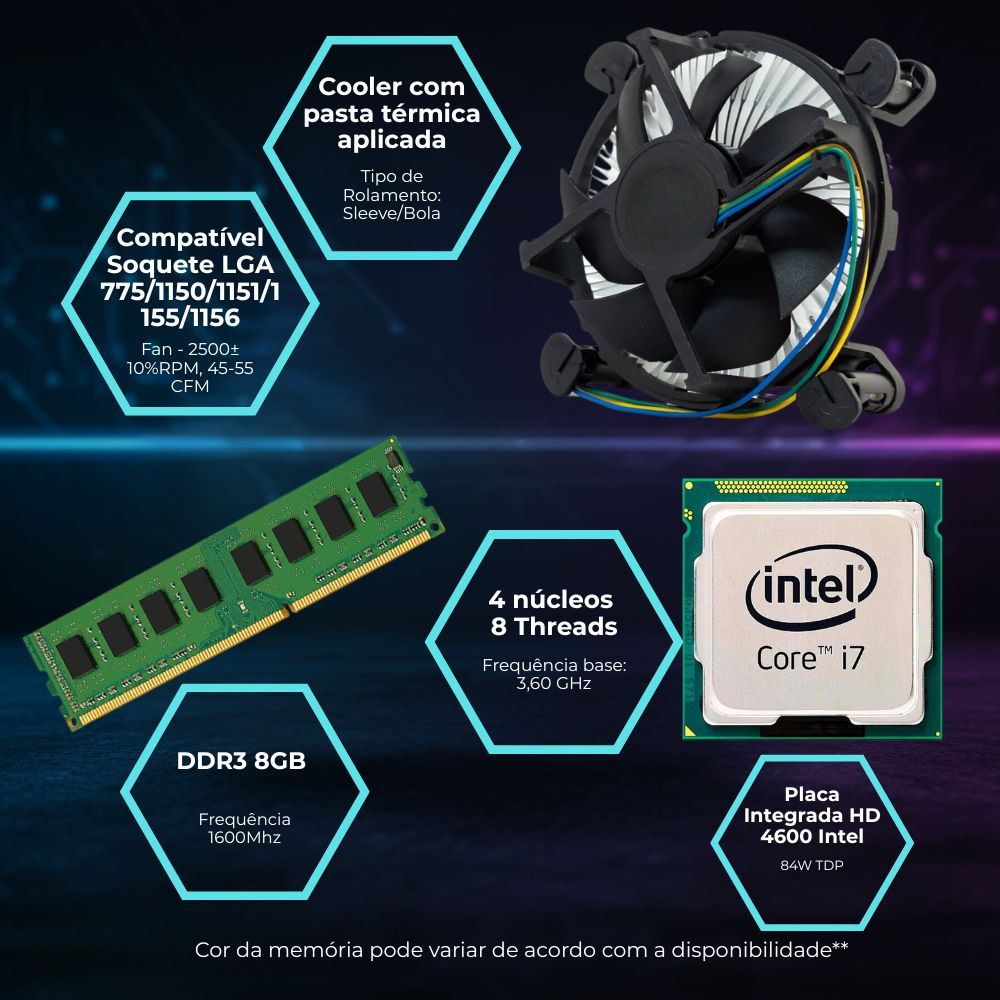 Kit I7 4790 Gamer Memória 8gb 16gb Ram Rede Gigalan Usb 3.0