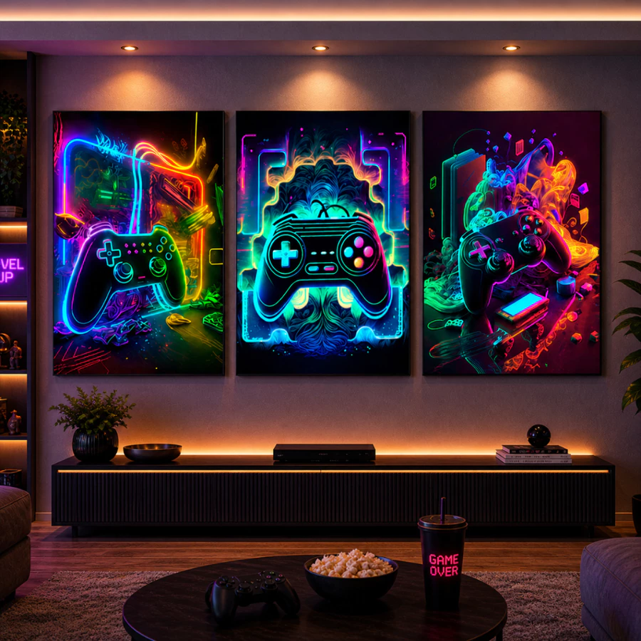 Quadro Decorativo Gamer Game Neon