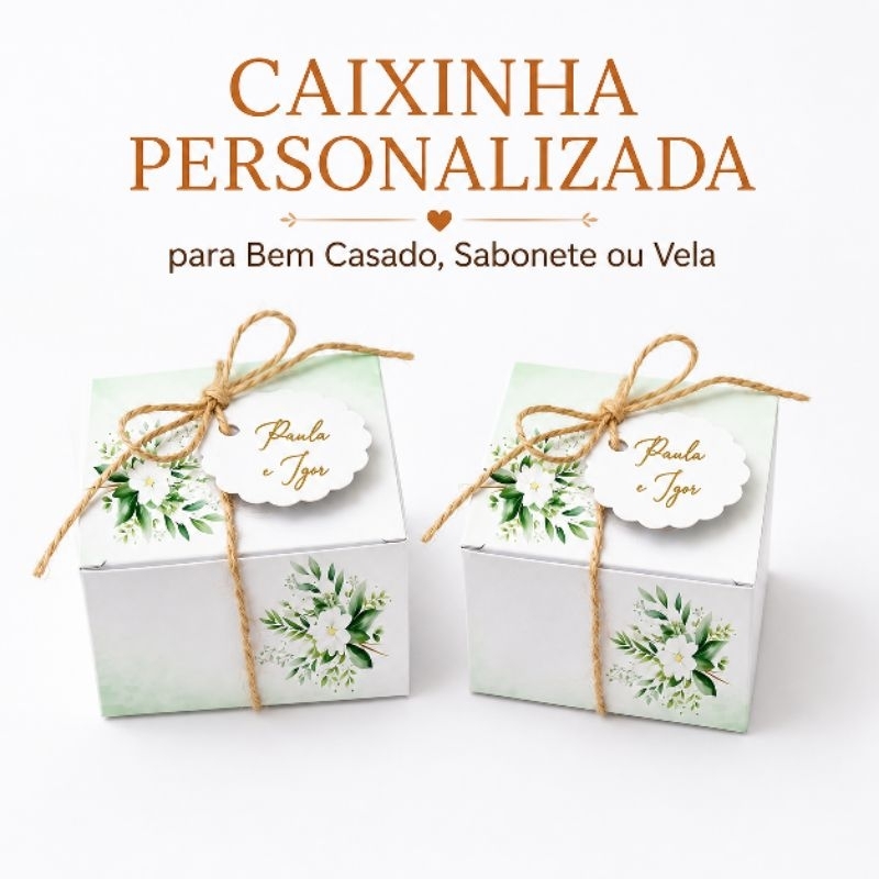 Caixa para Lembrancinhas Bem Casado, Sabonete, Bem Vivido e Velas