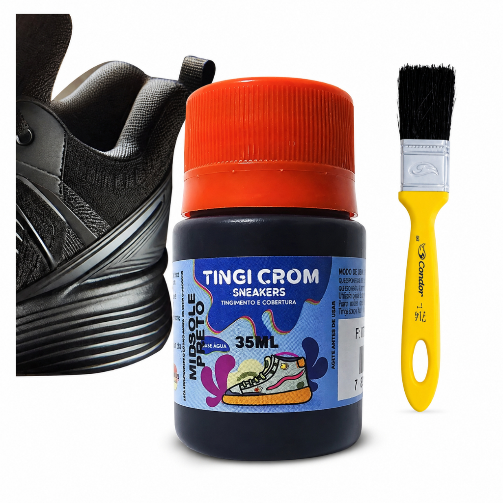 Tinta Para Solado 37ml Preto ou branco Borracha De Tenis E Pincel ...