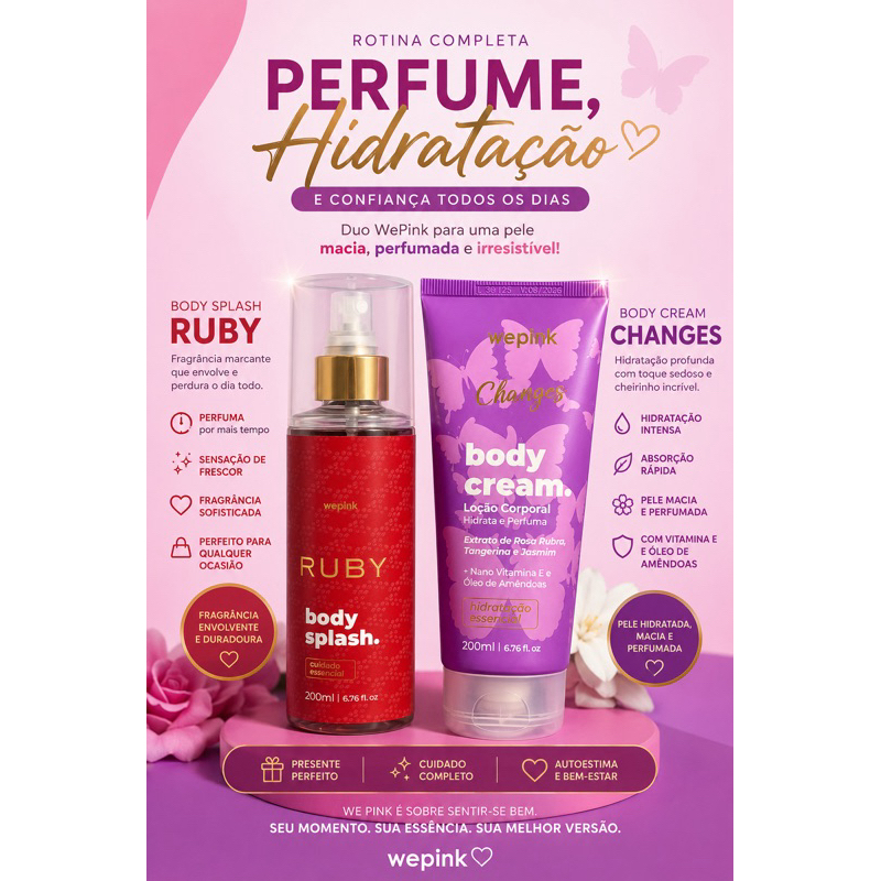Body splash Ruby Wepink +Body cream Changes | Shopee Brasil