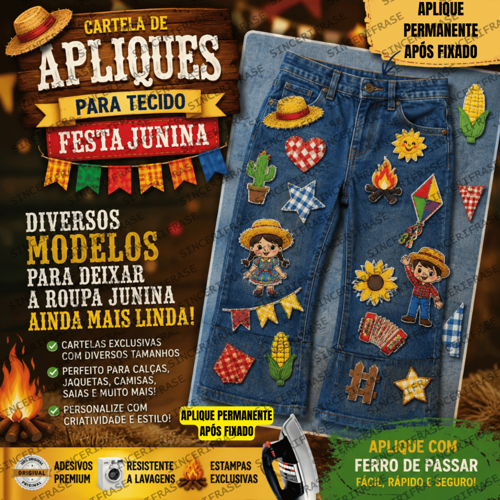 Aplique São João Para Roupa Adesivo Para Calça Festa Junina Remendo ...