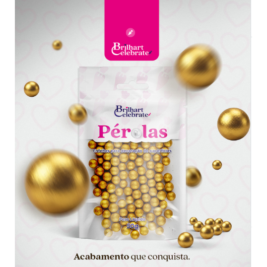 Confeito Pérolas Brilhart Celebrate 50g - Decoração Premium 
