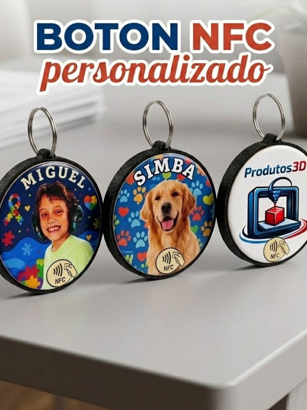Broches e Chaveiros Personalizados • Com ou sem NFC