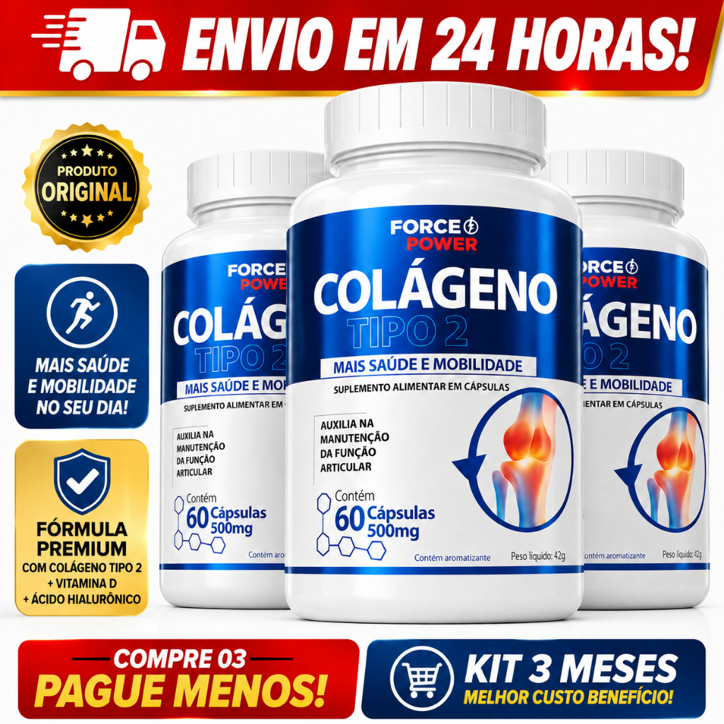 03 Colágeno TIPO 2 Original para Articulações Joelho Ossos - ( KIT PARA ...