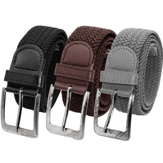 Kit 3 Cinto Masculino Elástico Tecido Trançado Modelo Tressê Com Ponteira Y44000K3