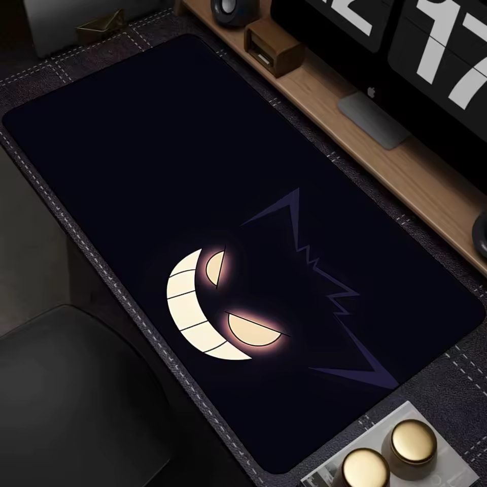 Mousepad Gamer 80x30 90x40 Antiderrapante Gengar Phantom Black Noite Estrelada Anime PKM Evoluçao - SUBLIMA