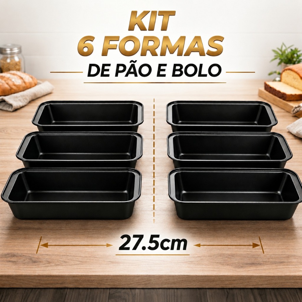 Kit 6 Formas de Pão 27.5cm Antiaderente Kit 3 Formas Alta Qu