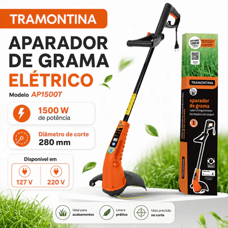 Aparador de Grama Elétrico Tramontina AP1500T 1500W 127V ou 220V Corte 28cm