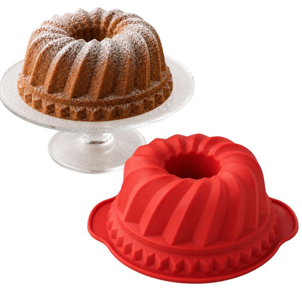 Forma Para Bolo/Torta 29cm Em Silicone Com Furo Antiaderente
