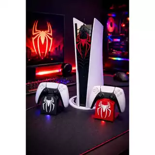 Kit 4 Suportes Ps5 Homem-aranha - Base + 2 Suportes de Controles e Logo de HERÓI