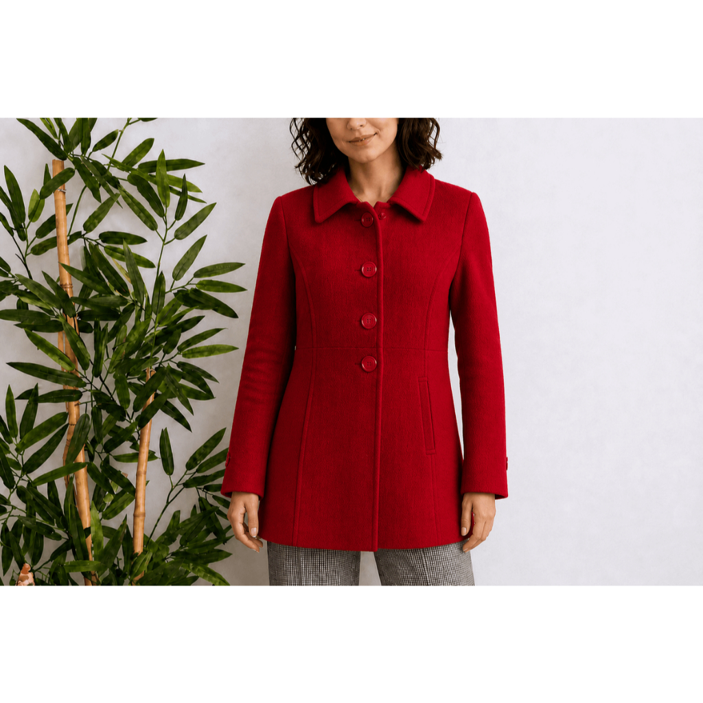 sobretudo de lã batida vermelho alongado feminino | Shopee Brasil