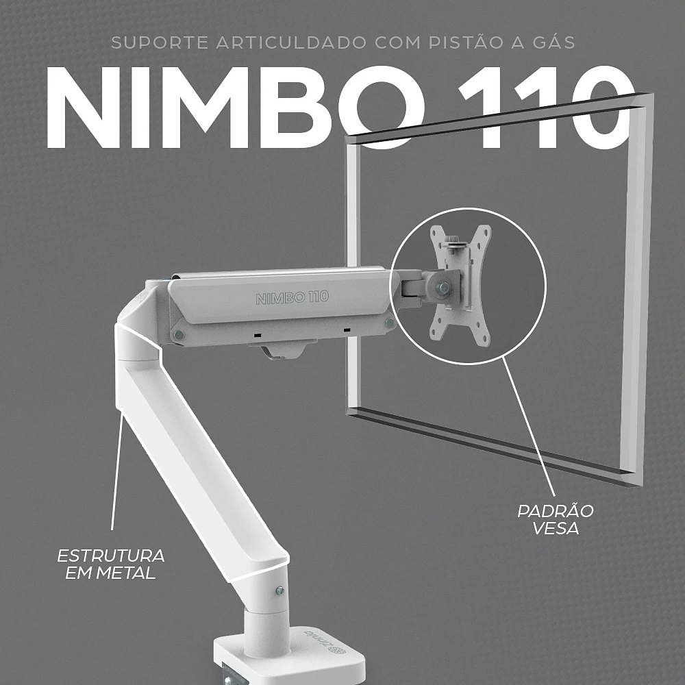 Suporte Articulado Ajustável para Monitor 13" a 32" com Pistão a Gás - foto 5