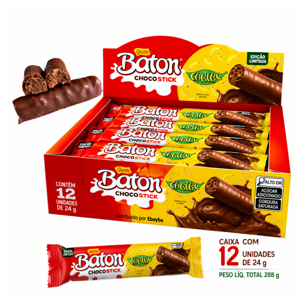 Baton Caribe Chocostick Chocolate 24g - Display 12 Unids | Shopee Brasil