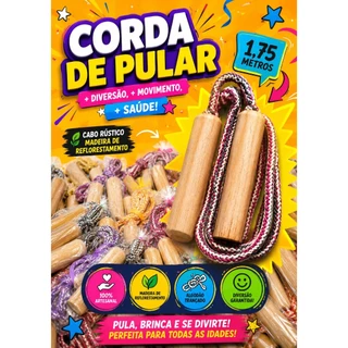 IMBATÍVEL 20UN Cordas de pular brinquedo infantil 1,75 metros com cabo de madeira lixada