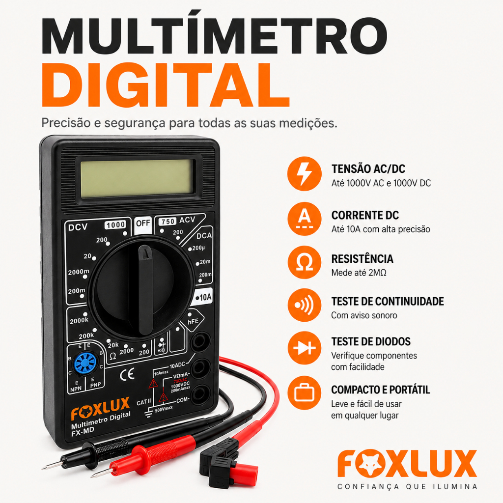 Multímetro Portátil Sinal Sonoro Multímetro Digital Capacitância Multímetro Tensão Corrente