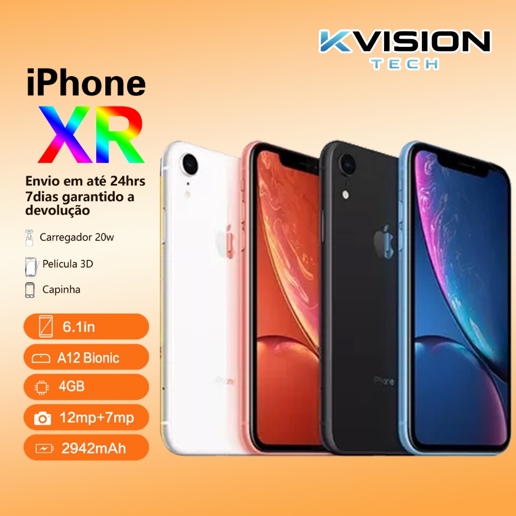 iPhone XR 64/128GB Vitrine IMPECÁVEL ORIGINAL Bateria 100% + NF