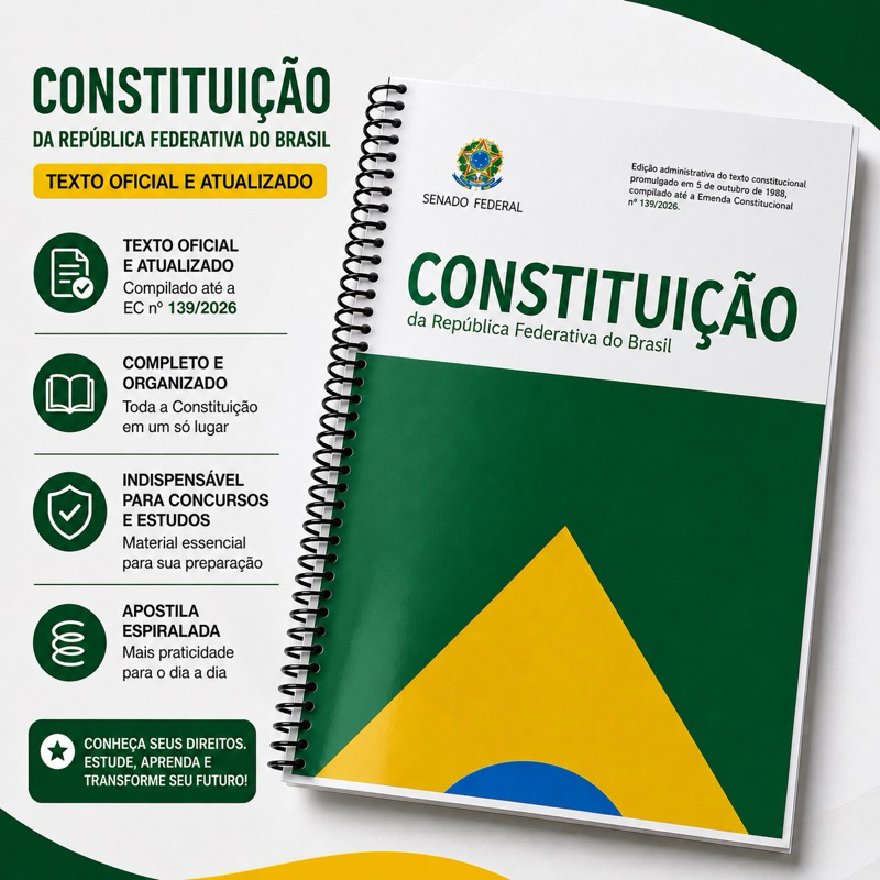 Constituição Federal de 1988 | EC 139/2026 | Encadernada | Folha A4 ...