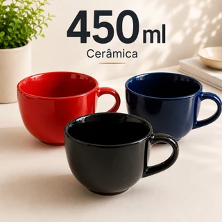 Caneca Jumbo De Cerâmica 450ml Grande Com Alça Para Café Chá Sopa Cereal