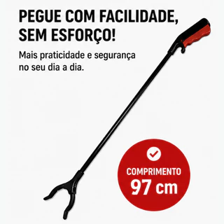 Pegador de Objetos com Garra 97cm – Alcançador Multiuso Ergonômico para Idosos, Limpeza e Jardim