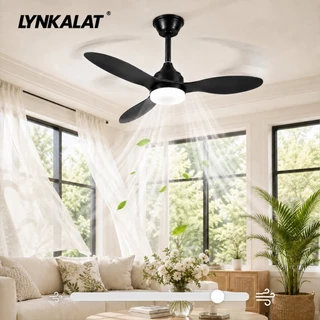 LYNKALAT Ventilador Teto Inverter Black C/ Controle Remoto e Placa LED 20W Integrada Bivolt
